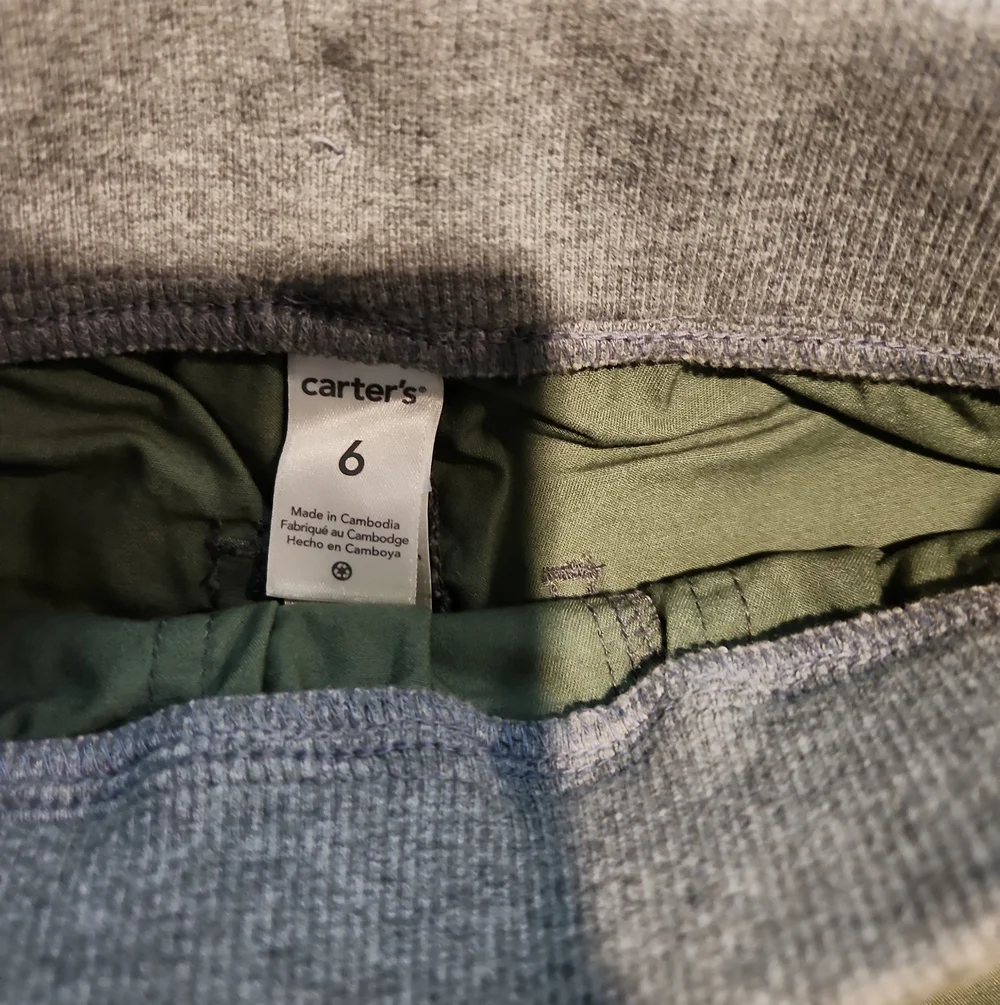 NWT Carter's Olive Green Pull-On Shorts with Gray Waistband
